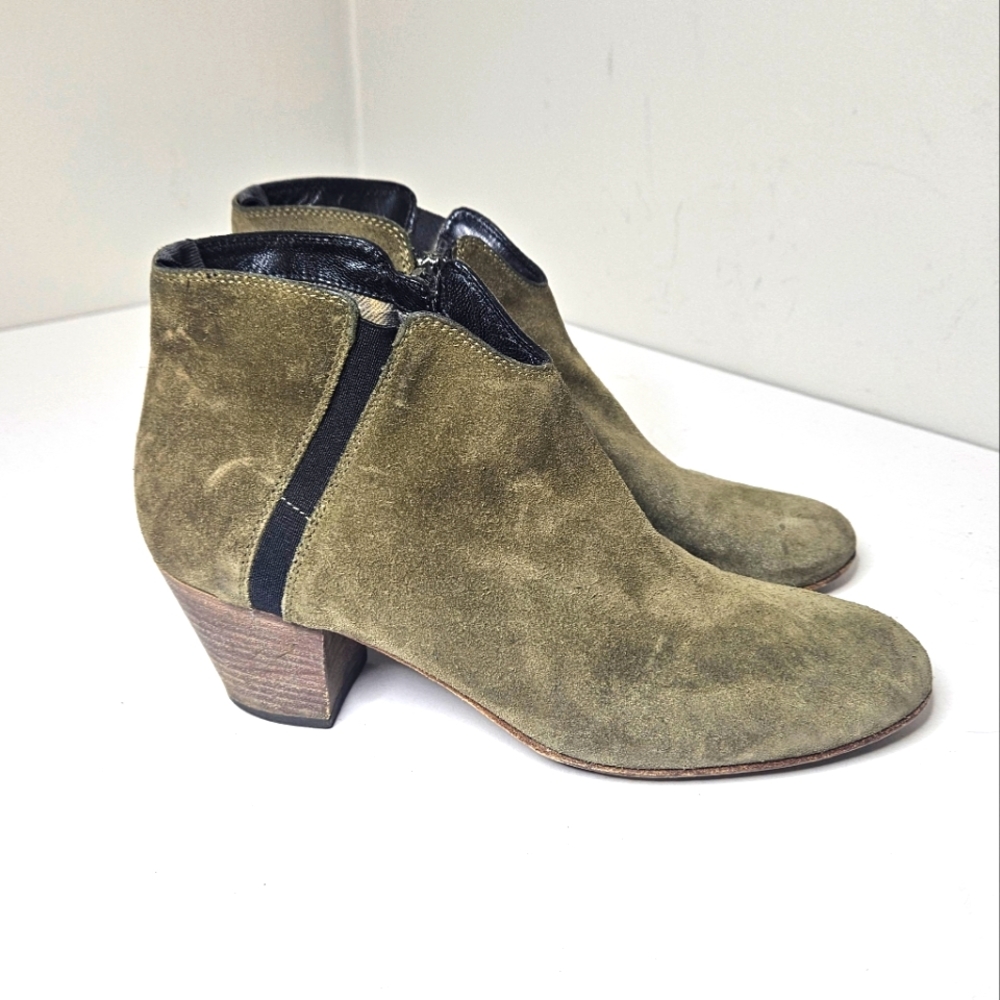 Aquatalia By Marvin K Olive Green Brown Suede Leather Ankle Boot Bootie 8